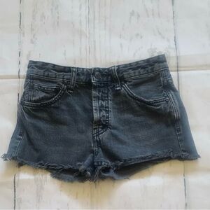 FREE PEOPLE Women Cutoff Shorts Black Washed DENIM Button Fly Size 24